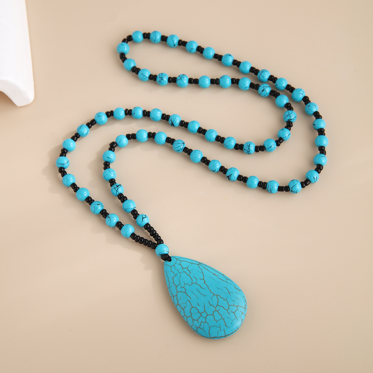 Vintage Turquoise Waterdrop Womens Necklace Sky Blue
